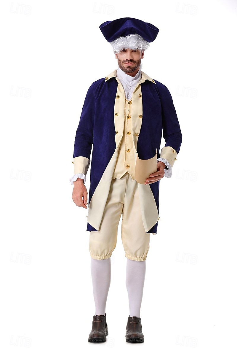 250-årsjubileum USA Rokoko Barock Kläder Lång ärm George Washington Alexander Hamilton Koloniala kostymer Maskeradkläder Herr Karnival Självständighetsdagen 4 juli Vuxen Kappa Byxor Krage 2026 - $60.99 –P6