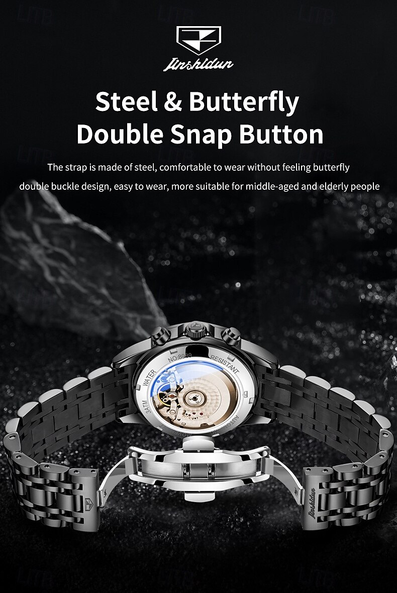 Часы OLEVS для мужчин автоматические кожаный ремешок календарь циферблат-скелетон классические водонепроницаемые часы Moonwatch 7009 2026 - $115.99 –P12