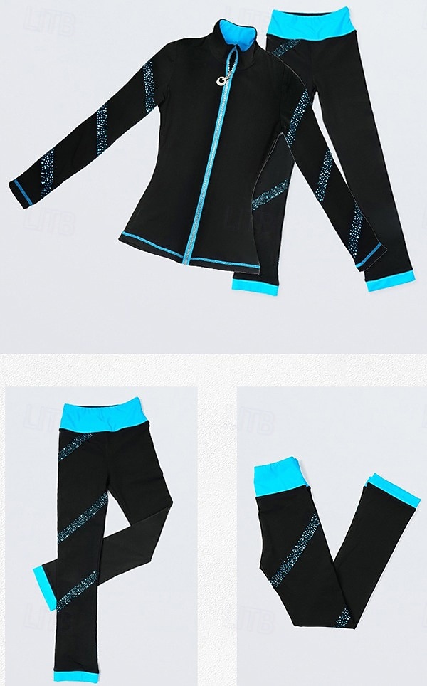 Eiskunstlauf-Jackett und -Hose Damen Mädchen Eislaufen Hosen / Regenhose Leggings Austattungen Schwarz Blau Fuchsie Vlies Spandex elastisch Ausbildung Praxis Wettbewerb Eiskunstlaufkleidung warm 2026 - $121.99 –P14