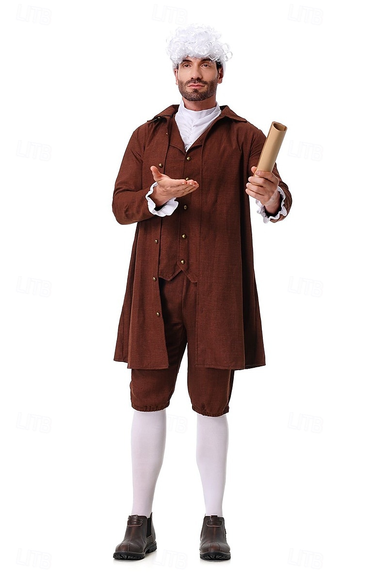 250e jubileum VS Rococo Barok Outfits Lange Mouwen George Washington Koloniaal Onafhankelijkheidsoorlog Kostuum Voor heren Carnaval Independence Day 4 juli Volwassenen Jas Broeken Kraag 2026 - $50.99 –P3