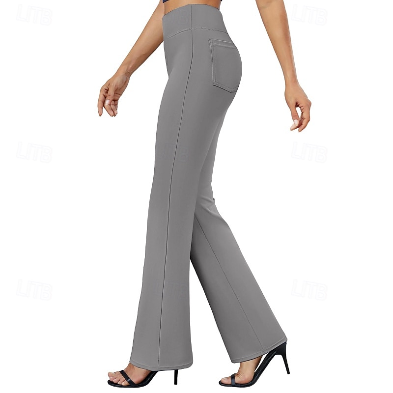 Damen Weite Hosenbeine Chinos Urlaub Streetwear Lässig Volle Länge Mittlere Taillenlinie Einfach Elastischer Bund Bequem Dehnbar Täglich Outdoor Urlaub Dunkelbraun Dunkelgrau Aprikose Schwarz 2026 - $22.99 –P13