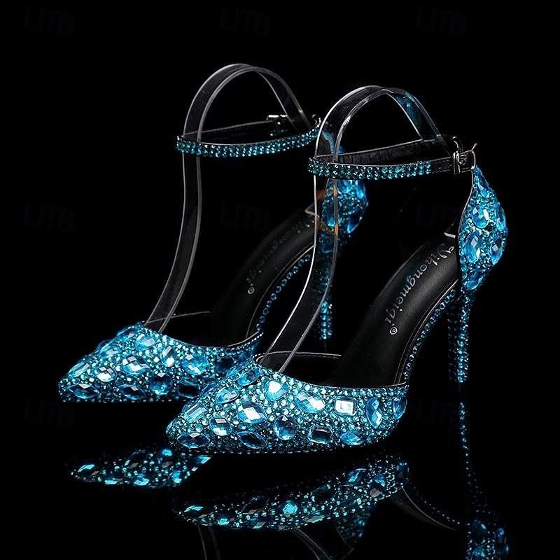 Damen Cocktail Club Party Strass Kristall Schnalle Stiletto Spitze Zehe Mode Niedlich luxuriös PU Schnalle Silber Rot orange Schwarz und Violett 2026 - $99.99 –P5