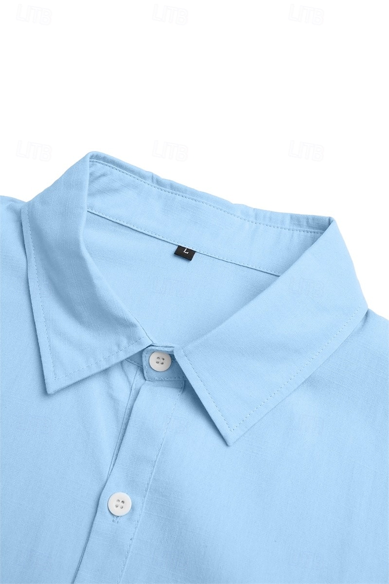 Férfi Ing Vászon ing Nyári póló Strandruházat Gombos póló Sima Hétköznapi Napi Fekete Fehér Arcpír rózsaszín Lóhere Hosszú ujj Gallér Tavaszi nyár Ruházat 2026 - $22.99 –P6