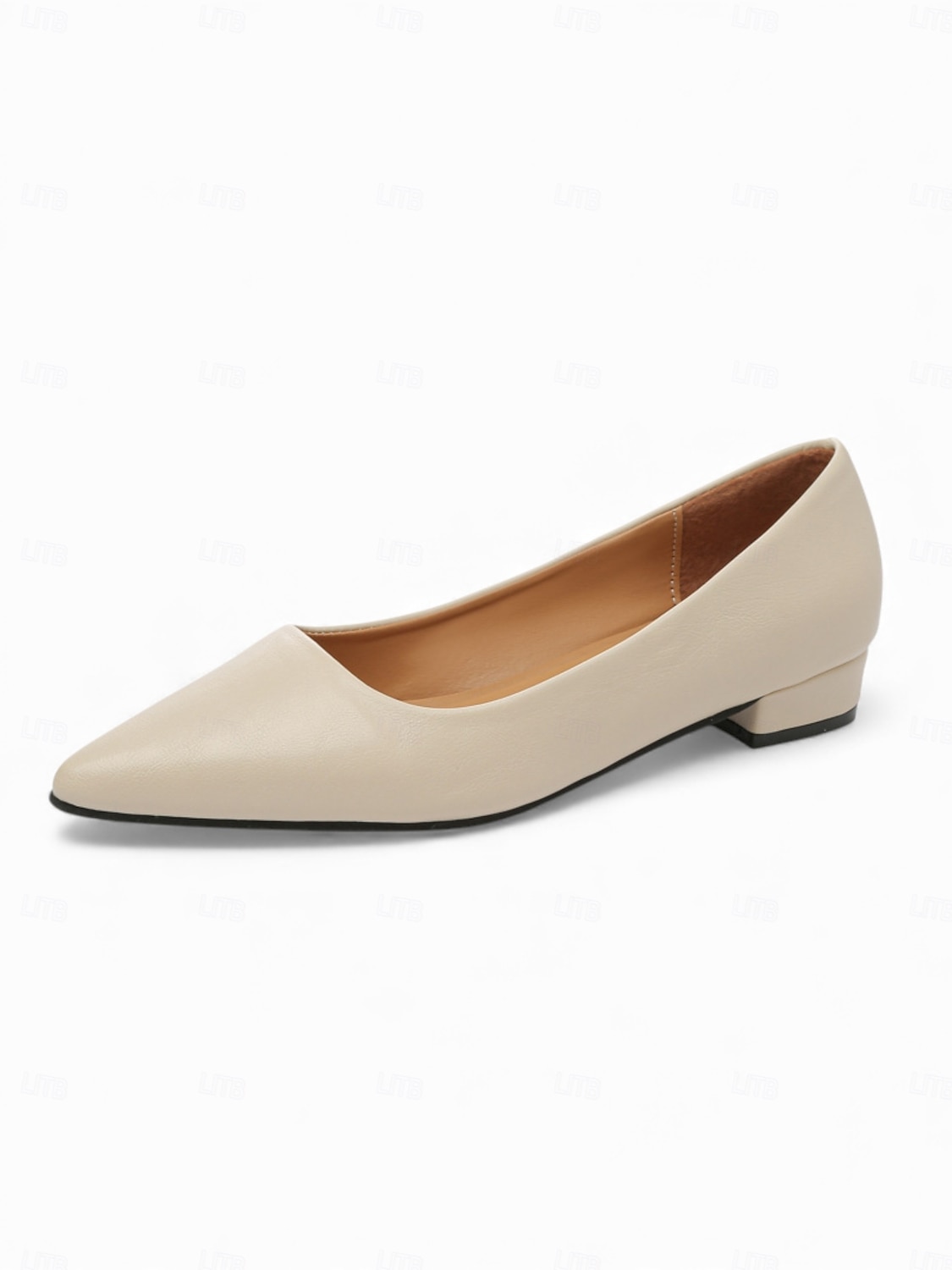 Women's Elegant White Pointed Toe Flats with Low Block Heel, Comfortable and Stylish Footwear for Casual or Office Wear 2026 - $26.99 –P5