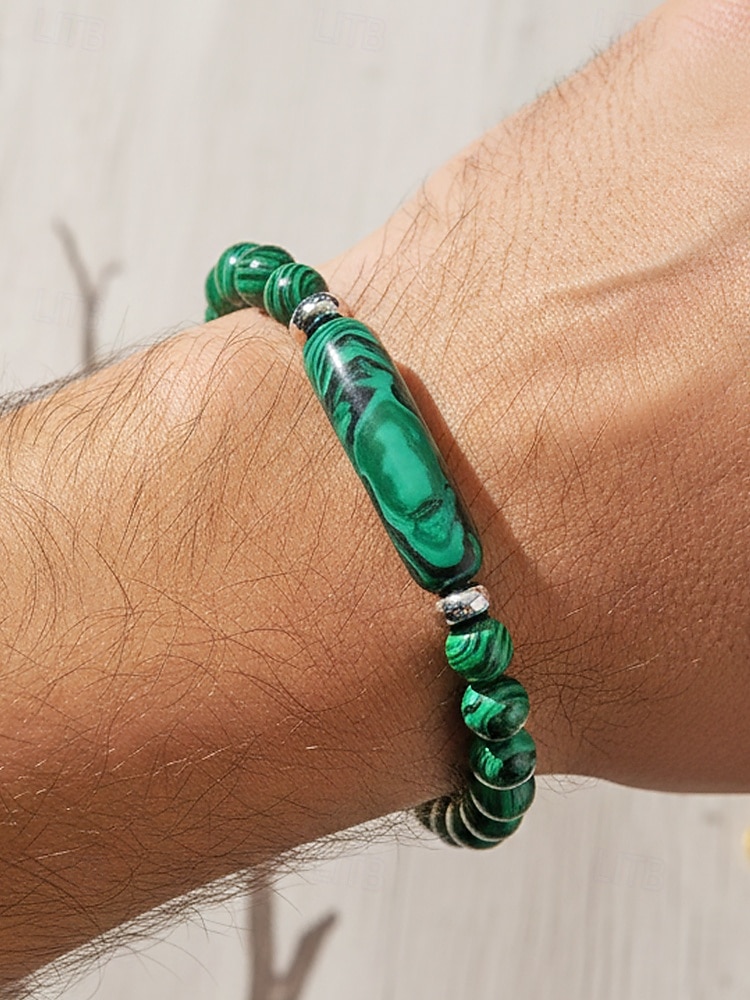 Bracelet pour homme en pierre naturelle, perles multicolores avec détails raffinés, idéal pour la Saint-Patrick et au quotidien, élégant et unique. de 2026 ? $11.99 –P1