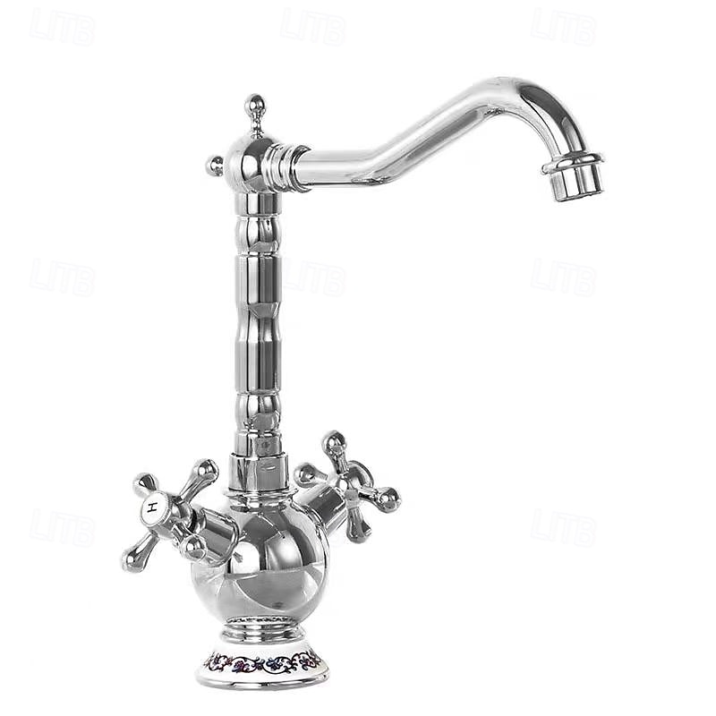 Ванная раковина кран - Вращающийся Хром Внешнее крепление Две ручки одно отверстиеBath Taps 2026 - $186.99 –P2