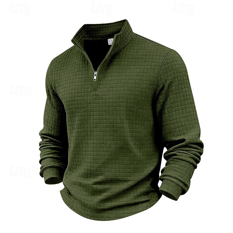 Per uomo Magliette Polo a Nido d'Ape Polo Vacanza Streetwear Zip a un quarto Manica Lunga Moda Essenziale Tinta unica Jacquard Primavera Autunno Vestibilità regolare Nero Bianco Vino Verde militare del 2026 a $22.99 –P4