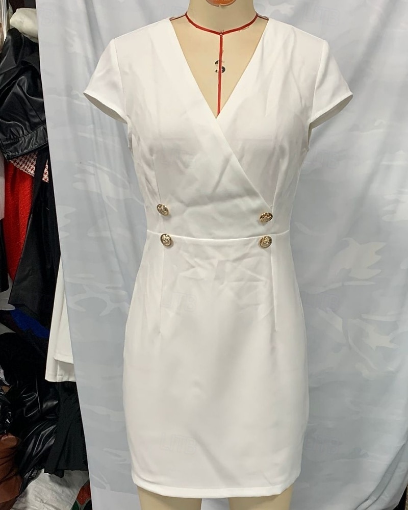 Dames Mini-jurk Witte jurk Casual jurk Schede jurk Elegant Modieus Modern Dagelijks Vakantie Uitgaan Normale pasvorm Effen Korte mouw V-hals Wit Zomer Lente 2026 - $27.99 –P4