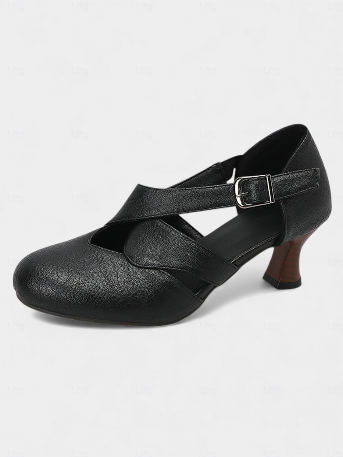 Damesko i burgunderfarget skinn fra 1950-tallet – elegante Mary Jane-hæler med justerbar spenne for formelle arrangementer, fester og hverdagsbruk 2026 - $54.99 –P8
