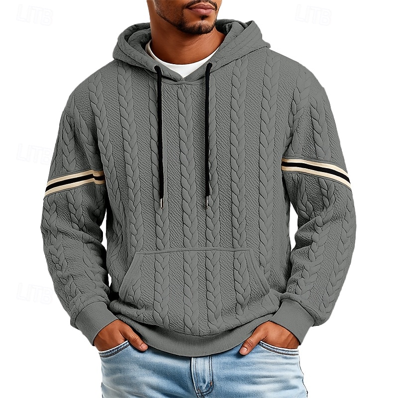 Herren Jacquard Kapuzensweatshirt Pullover Kapuzensweatshirt Schwarz Weiß Marineblau Khaki Grau Mit Kapuze Einfach Patchwork Kängurutasche Strukturiert Lässig Täglich Sport & Outdoor Streetwear Cool 2026 - $34.99 –P4