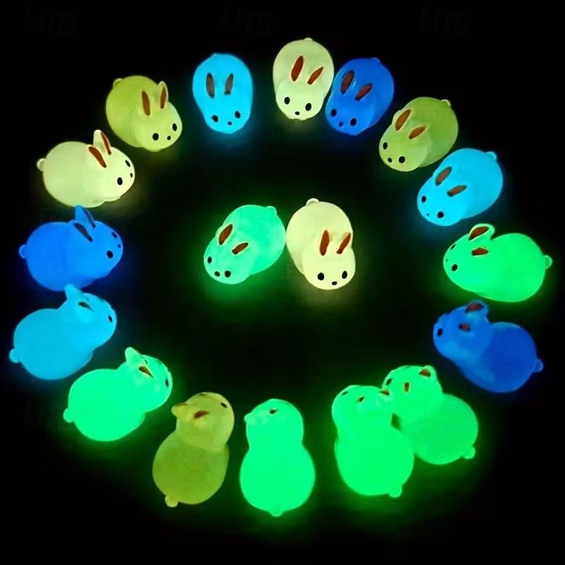 20 светящихся в темноте пасхальных фигурок кроликов с мини-чемоданом, миниатюрные светящиеся кролики для наполнения пасхальных яиц, корзинок, украшения стола, сказочного сада, коллекционные 2026 - $15.99 –P3