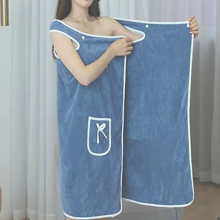 2026年 プラスサイズの女性用ウェアラブルシャワースカート、厚手のコーラルフリースバスラップローブ、大人の女性用吸水性ウェアラブルタオルスカート、家庭用入浴シャワースパ用  コレクション – $4.95 –P2