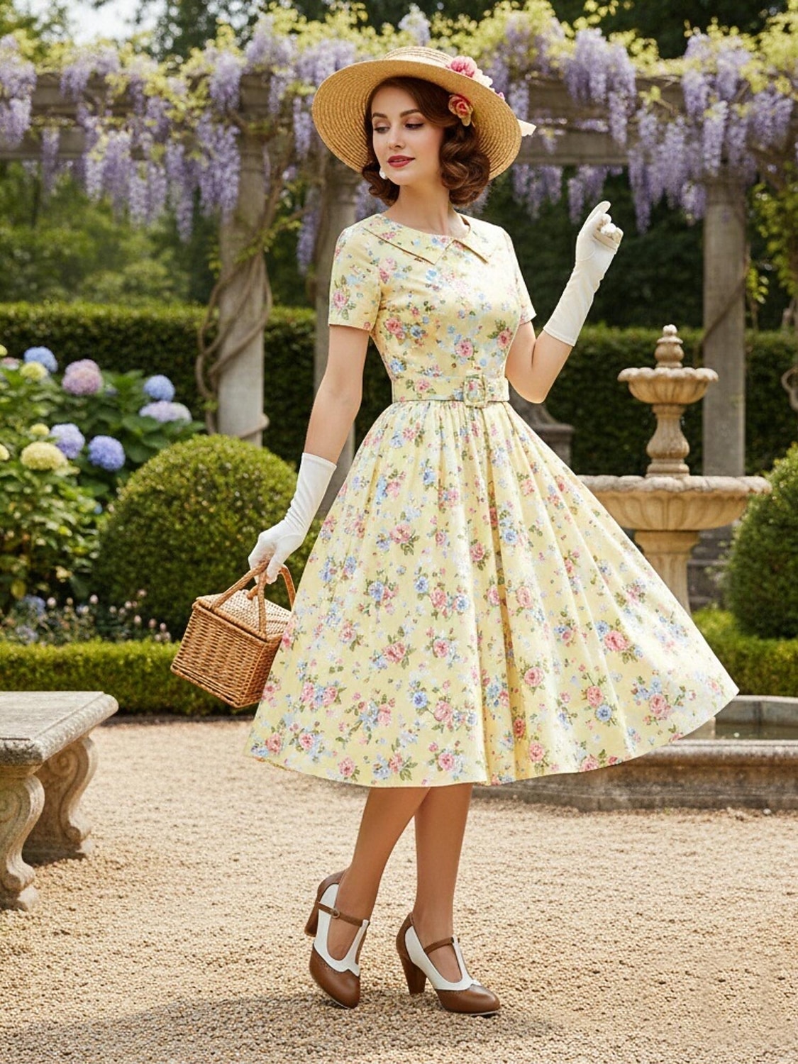 scarpe con tacco a T da donna in stile retrò anni '50, marroni e bianche, con dettagli brogue e chiusura con fibbia: scarpe mary jane vintage per ufficio, feste in giardino ed eventi a tema retrò del 2026 a $46.99 –P1