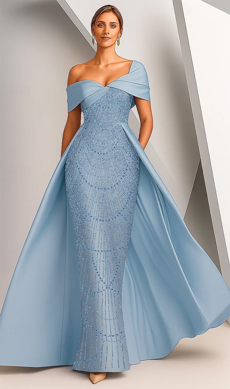 Ballkleid Meerjungfrauen-/Trompetenabend Bodenlang Perlenbestickt Abendkleid Kleid der Brautmutter Abendkleid Elegant seidig Halbformelle Kleider Ärmellos Schulterfrei Abschlussball Hochzeit Stretch 2026 - $218.49 –P1