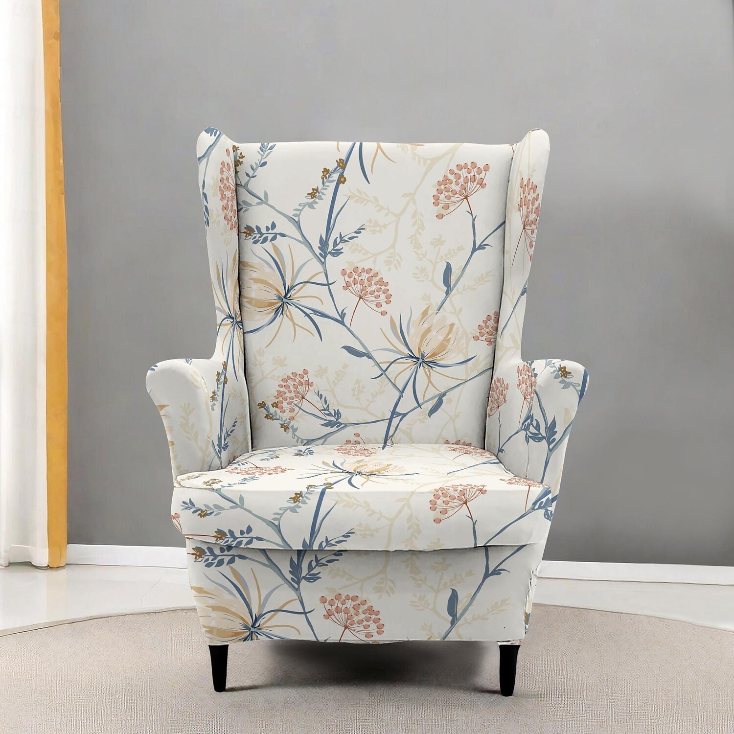Funda para sillón orejero de poliéster con estampado geométrico, a rayas y flores, para sala de estar, dormitorio y oficina en casa. 2026 - $88.99 –P1