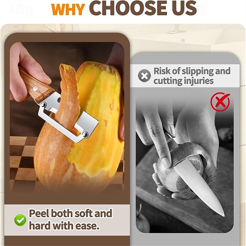 3PC 3-in-1 Multifunctional Vegetable Peeler Stainless Steel Blade with Wooden Handle Professional Kitchen Slicer 2026 - $6.99 –P5