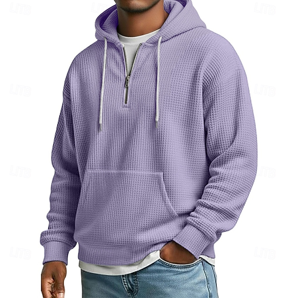 Per uomo Felpa con cappuccio Felpa con cappuccio a nido d'ape Blu Nero Verde chiaro Verde militare Viola Con Cappuccio Semplice Tasca a marsupio Sport & Outdoor Casuale Quotidiano senza stampa del 2026 a $28.99 –P4