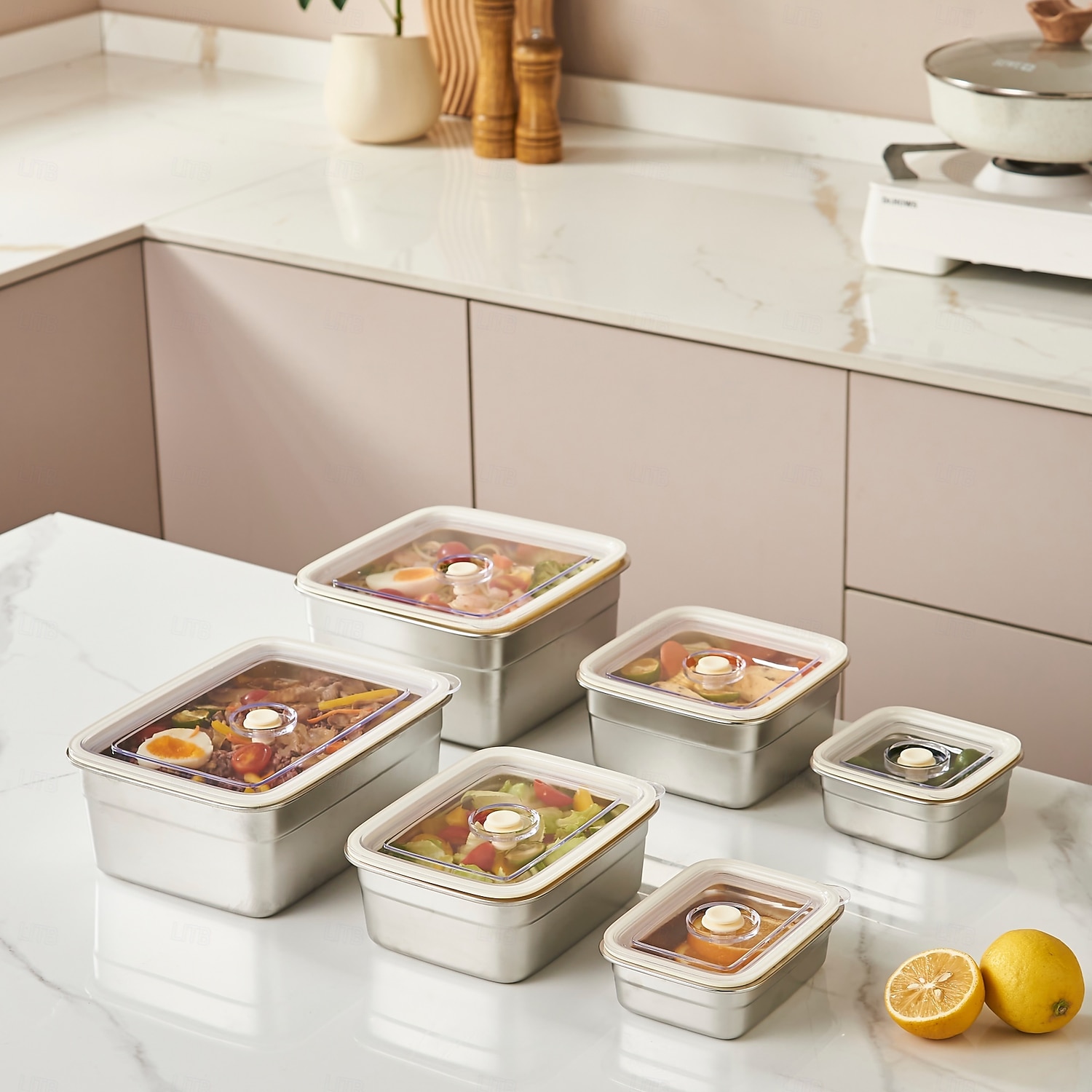 vakuummatbeholder matvaregodkjent sus304 forseglet matoppbevaringsboks bento lunsjboks for frukt, kjøleskapsikker, lufttett måltidsbeholder (firkantet) 2026 - $20.99 –P6