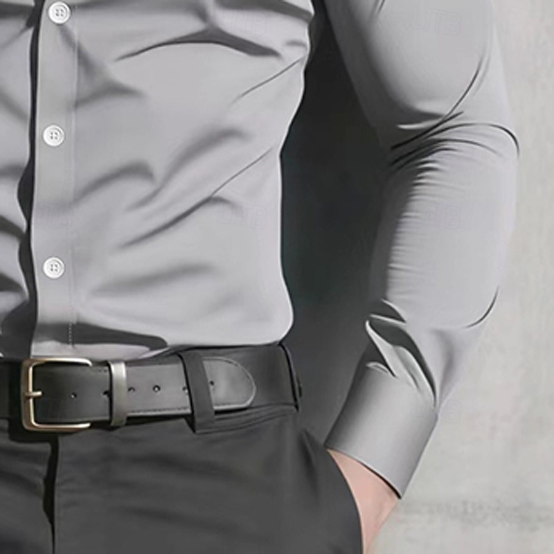 Herren Hemd Kleidhemd Knopfhemd Einfach Täglich Geschäft Schwarz Weiß Wein Marineblau Langarm Umlegekragen Ganzjahres Bekleidung Patchwork 2026 - $17.99 –P12