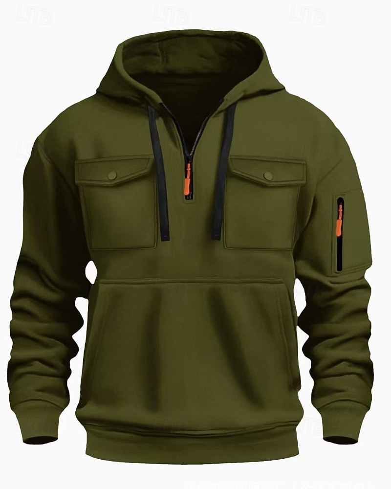 Per uomo Felpa con cappuccio Felpa con cappuccio e zip Felpa con cappuccio e zip corta Nero Verde militare Blu marino Cachi Grigio chiaro Con Cappuccio Semplice Tasca Quotidiano Sport & Outdoor Ferie del 2026 a $28.99 –P4