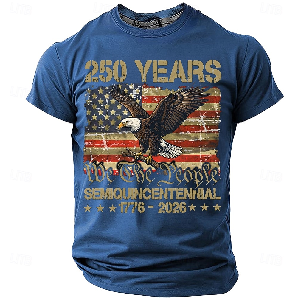 4e juli 2026 250e Memorial Day Mannen 3D Print VS Vlag Crew Neck Korte Mouwen T-Shirt Dagelijks Straat 2026 - $22.99 –P2