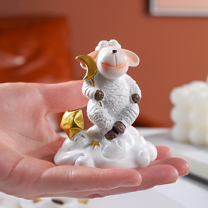 Ramadan Eid White Sheep on Cloud Resin Decor – Cute Eid al-Fitr Tabletop Ornament, Perfect for Ramadan Kareem Gifts, Home Decor, and Party Display 2026 - $14.99 –P10