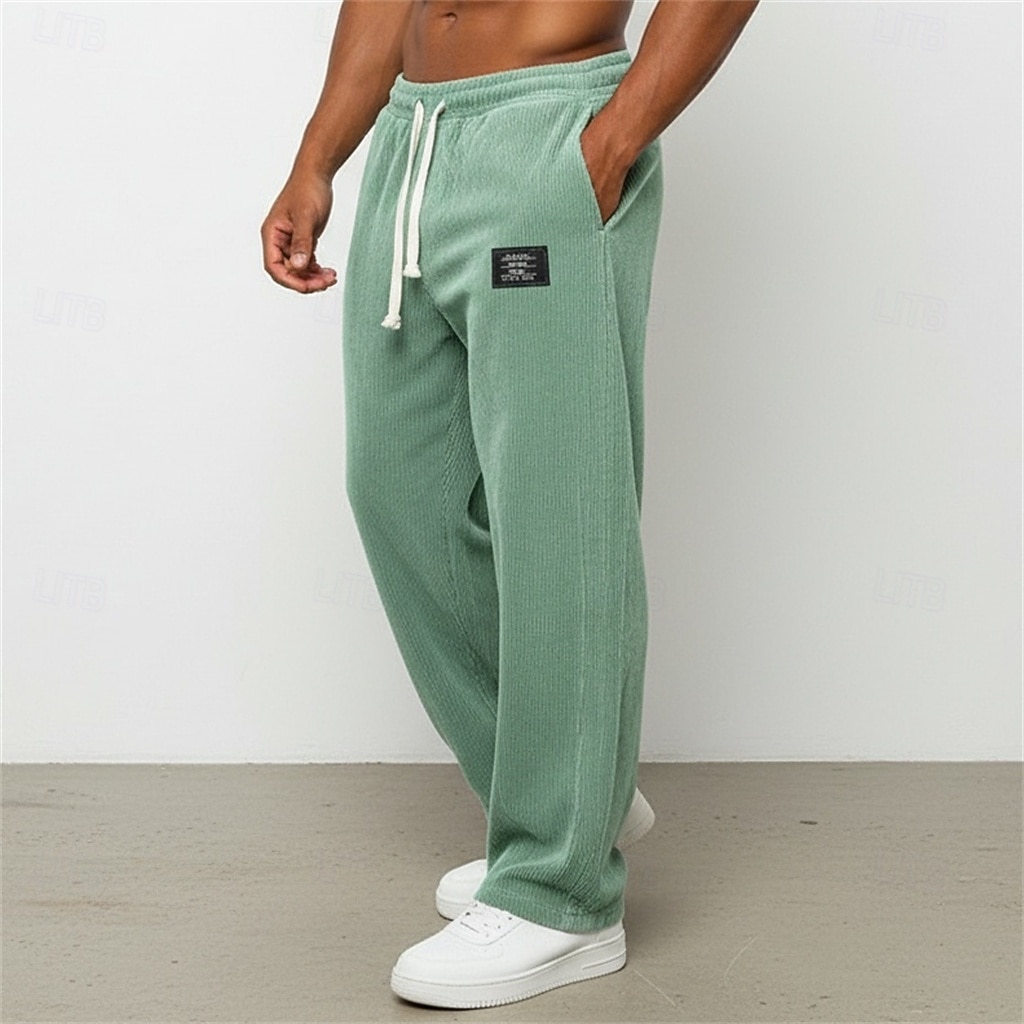 Herren Jogginghose Hose Cordhose Freizeithose Kordelzug Elastischer Bund Gerader Schnitt Einfach Komfort Volle Länge Täglich Sport im Freien Ferien Urlaub Mode Blau Schwarz Mikroelastisch 2026 - $26.99 –P1