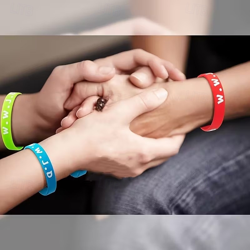 2026年 20個のWWJD「イエスならどうするだろう」ブレスレット - イエスのイメージとWWJDのイニシャルがインスピレーションと高揚感を与えるキリスト教の宗教的なシリコンリストバンド - 教会のグループ活動やパーティーのギフトに最適  コレクション – $12.99 –P2