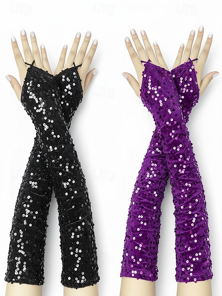 Женские полиэстеровые перчатки с пайетками на пальцах и рукавах, комплект из 2 пар, различные цвета, идеально подходят для Дня Святого Патрика и вечеринок, блестящие и стильные. 2026 - $18.99 –P12