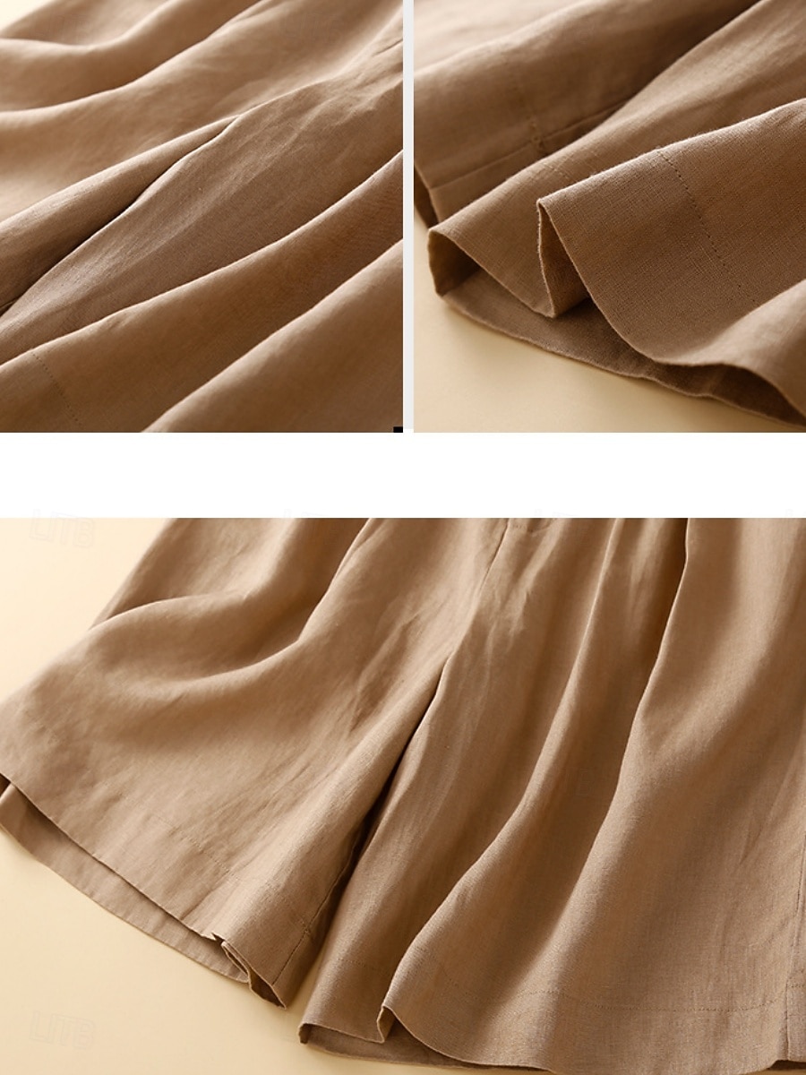 Women's Faux Cotton Linen Shorts Summer Pants Summer Shorts Vacation Basic Casual Knee Length High Waist Plain Pocket Wide Leg Elastic Waistband Comfort Quick Dry Soft Stretchy Beach Holiday Green 2026 - $25.99 –P4
