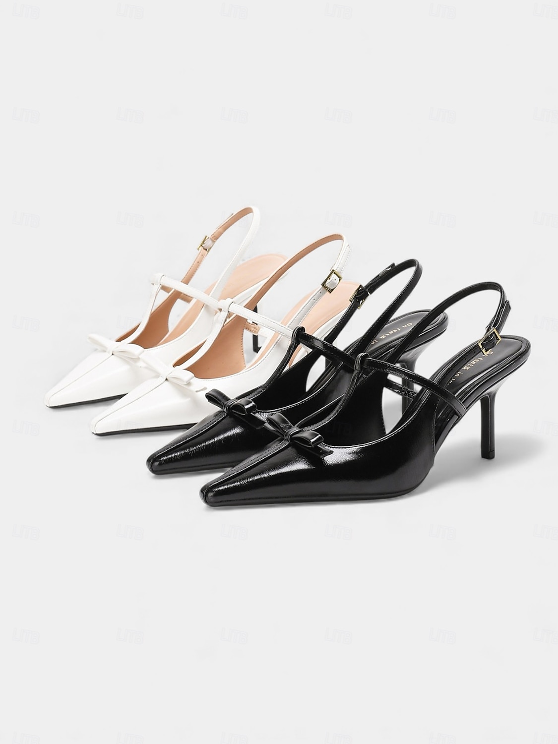 Sapato feminino branco de salto alto com bico fino e tira em T com laço – elegante sapato de noiva para casamento na cidade. &cerimônias religiosas, perfeitas para noivas e convidados de casamento de 2026 por $59.99 –P9