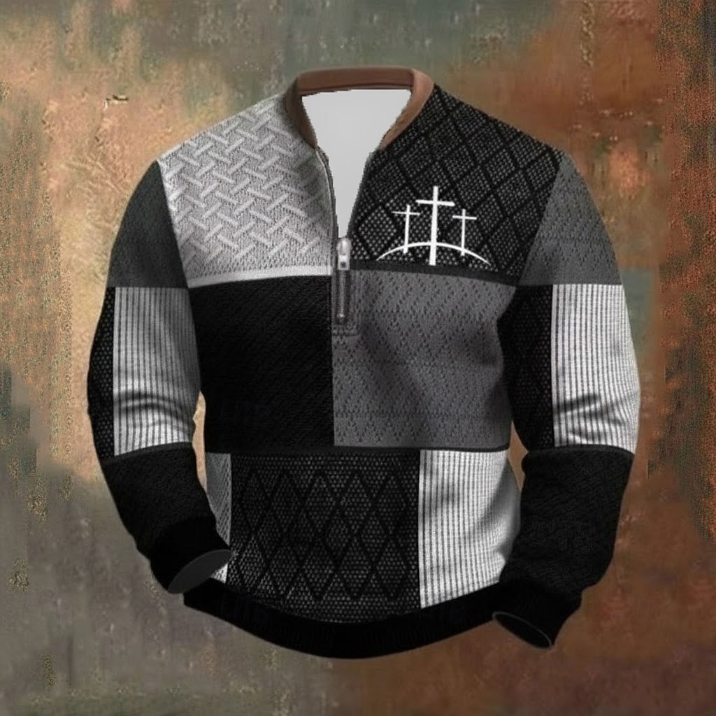 Pánské Barevné bloky Haç Mikina se čtvrtinovým zipem Mikiny Dlouhý rukáv Mikina Límec na zip Vintage Retro Tisk Dovolená Jdeme ven Tisk Podzim Zima 2026 - $22.99 –P1