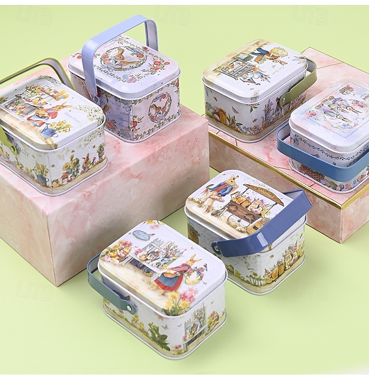 Συσκευασία 6 κουτιών δώρου με δημιουργικά πασχαλινά τενεκεδάκια, κουτιά δώρου με μπισκότα και λαγουδάκι, φορητά κουτιά δώρου με πασχαλινές λιχουδιές, διακοσμητικά μεταλλικά κουτιά δώρου 2026 - $20.99 –P17