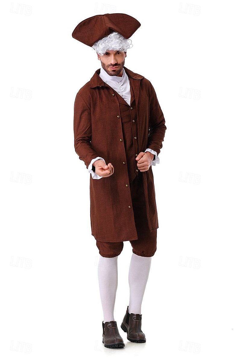 250e jubileum VS Rococo Barok Outfits Lange Mouwen George Washington Koloniaal Onafhankelijkheidsoorlog Kostuum Voor heren Carnaval Independence Day 4 juli Volwassenen Jas Broeken Kraag 2026 - $50.99 –P1