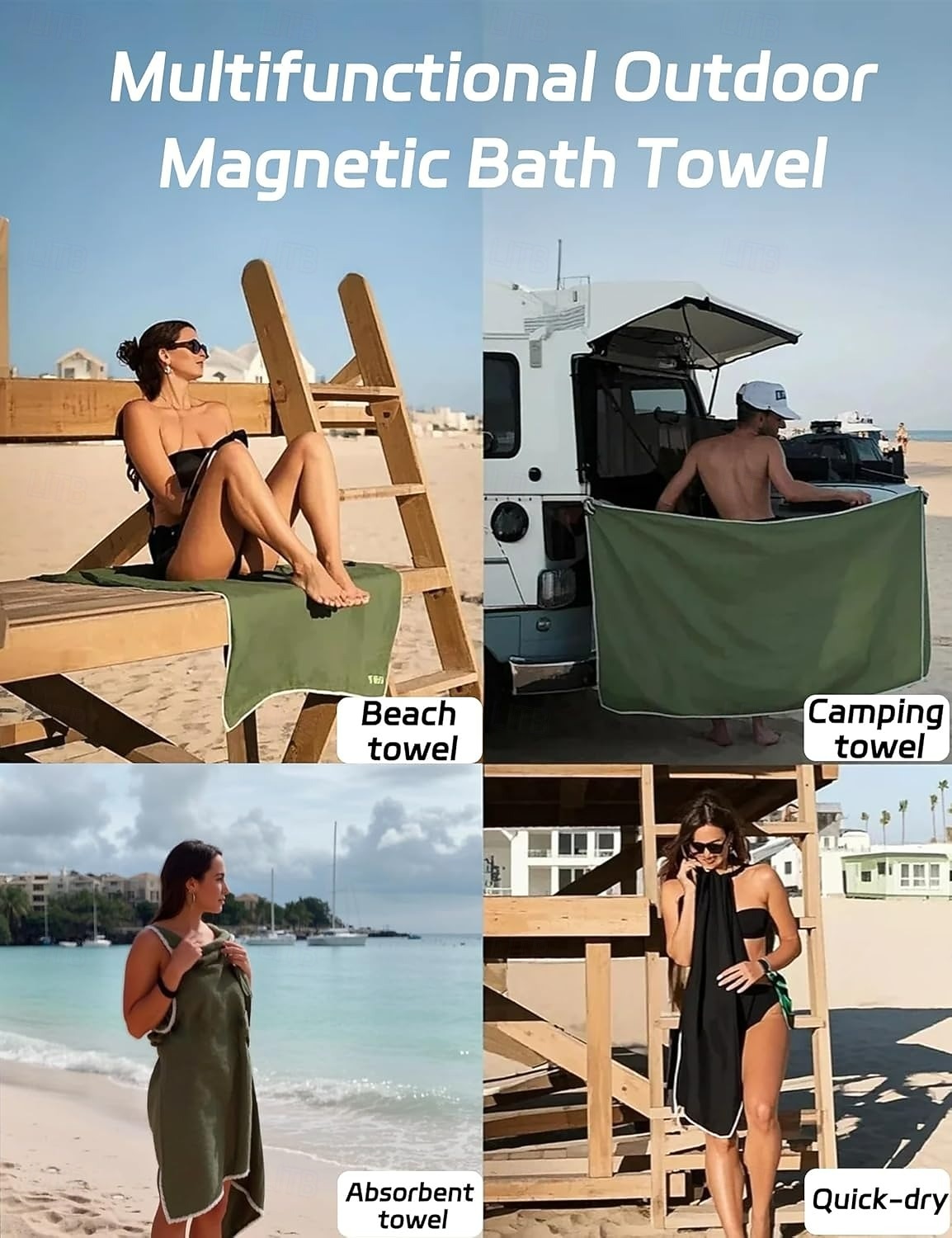 asciugamano da bagno oversize in microfibra ad asciugatura rapida con chiusura magnetica, super assorbente e resistente alla sabbia, perfetto per spiaggia, piscina, viaggi, palestra e campeggio del 2026 a $49.99 –P5
