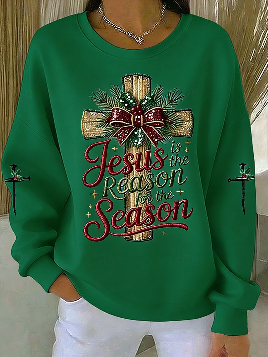 Dámské Pullover Mikiny Tisk Grafika Písmeno Na běžné nošení Dlouhý rukáv Tričkový Běžné topy Ležérní ulice Na den Vodní modrá Bílá Světlá růžová Rubínově červená Oranžová Podzim Zima 2026 - $27.99 –P4