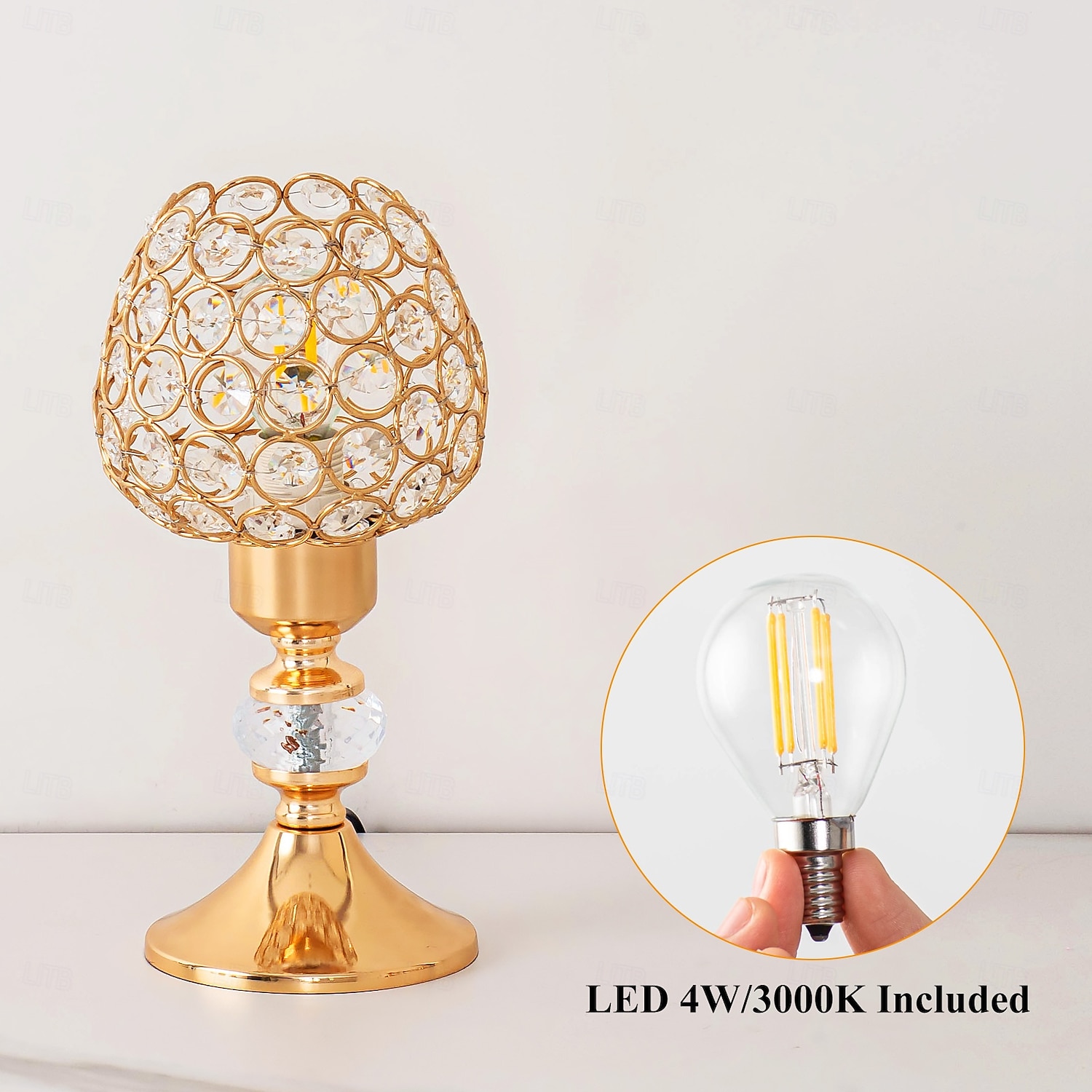 Bougie en cristal doré, lampe de chevet de luxe rechargeable, lumière chaude 3000K, intensité variable, idéale pour la chambre, les mariages et les fêtes. de 2026 ? $64.99 –P6