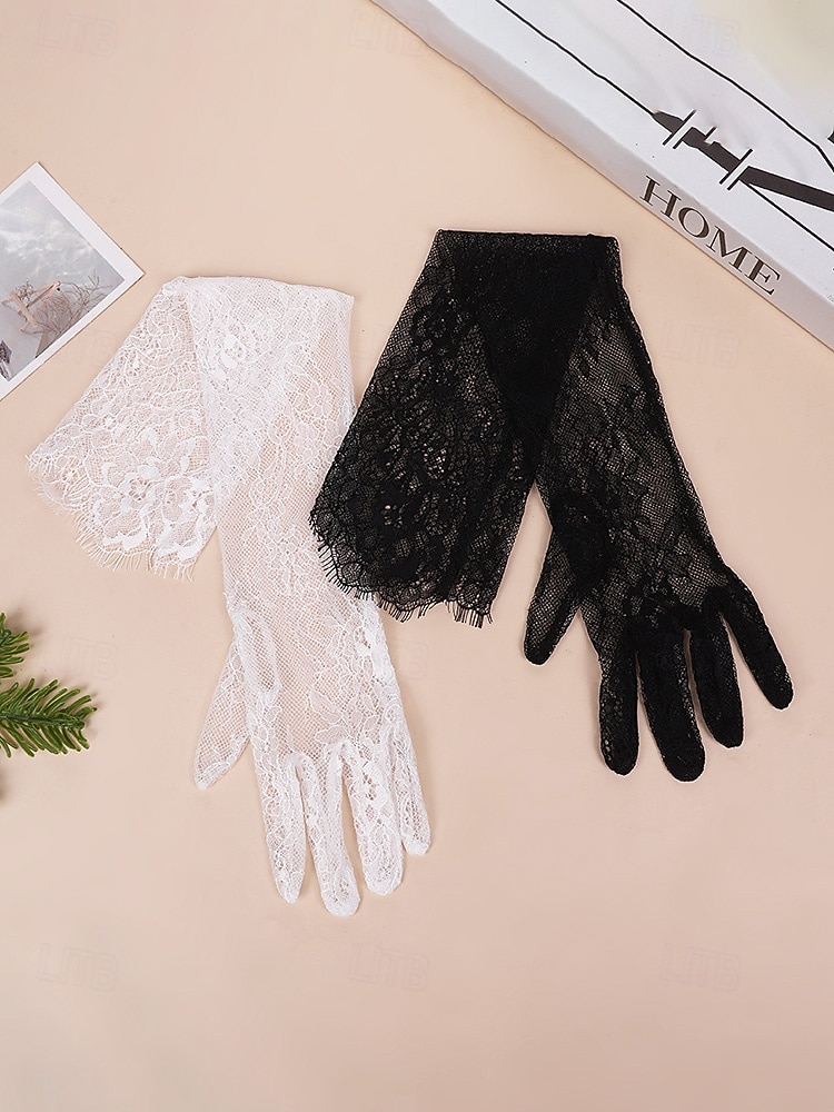 2026年 ウィメンズ マルディグラ レース グローブ、ブラックとホワイトあり、エlegantなデザイン カーニバル、仮面舞踏会、結婚式に最適  コレクション – $11.99 –P7
