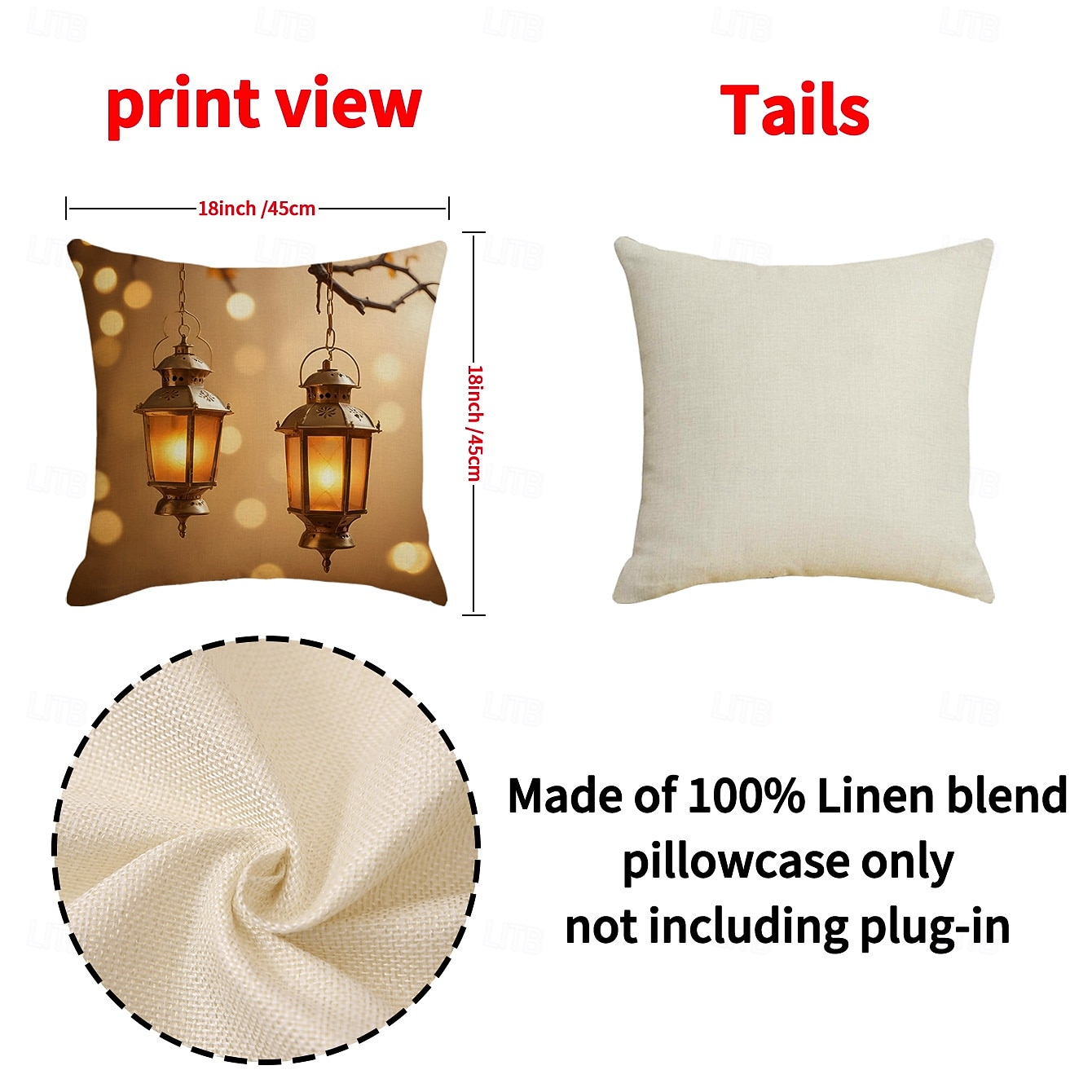 Ramadan Eid Throw Pillow Cover, Gold Crescent Moon & Oil Lamp Print, Ethnic Festival Decor, Sofa Cushion for Living Room and Prayer Room, Holiday Accent Pillow 2026 - $13.99 –P4
