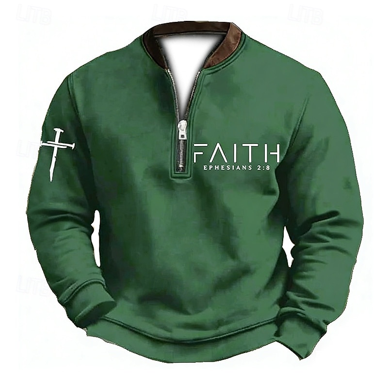 Pánské Mikina Čtvrtletní mikina na zip Černá Bílá Armádní zelená Námořnická modř Hnědá Poloviční zip Barevné bloky Písmeno Haç Poloviční zip Tisk Denní Sporty a outdoor Dovolená Polyester Vinobran 2026 - $15.49 –P2