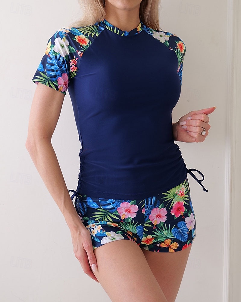 Γυναικεία Προστατευτικά Μαγιό με φλοράλ print Μαγιό Φλοράλ Πολύ Ελαφρύ (UL) Προστασία UV Ελαστικό Κοντομάνικο Μαγιό Σέρφινγκ Ψαροντούφεκο Καλοκαίρι 2026 - $20.99 –P5