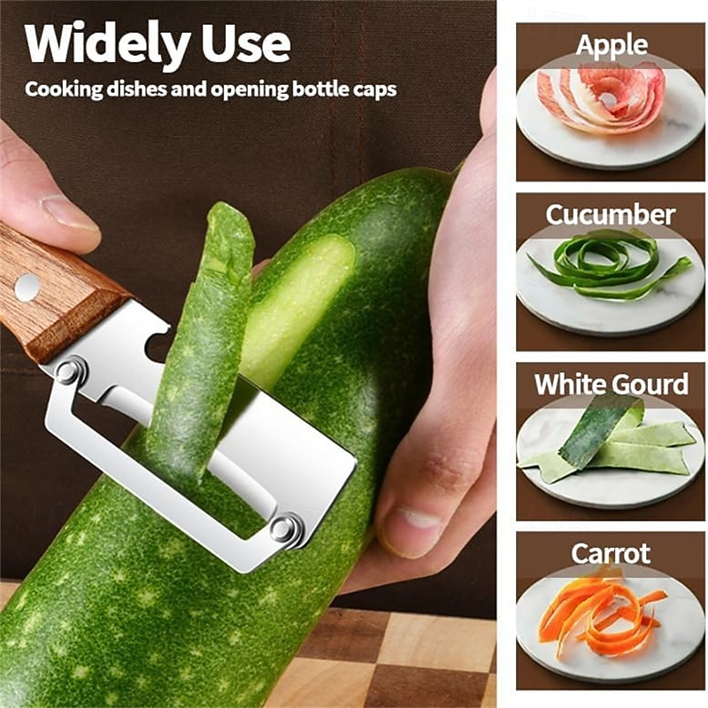 3PC 3-in-1 Multifunctional Vegetable Peeler Stainless Steel Blade with Wooden Handle Professional Kitchen Slicer 2026 - $6.99 –P1