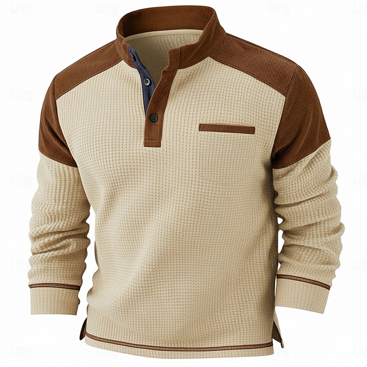 Herre Vaffel T-skjorte T skjorte Vaffel Henley-skjorte Langermet Henley Vinter Vår & Vinter Helfarge Tradisjonell / vintage Ren Avslappet Hjem utendørs Svart Navyblå Grønn Topp T-skjorte for menn 2026 - $26.99 –P9