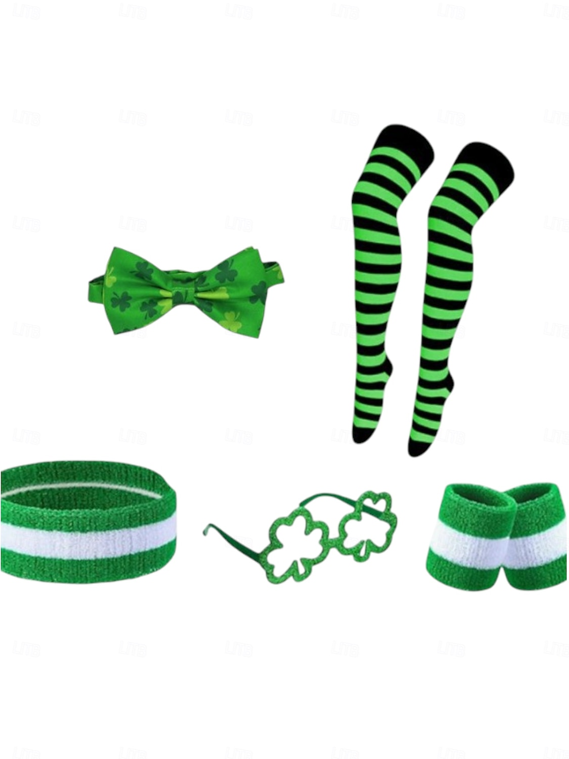 borsetă bărbătească cu trifoi verde de Ziua Sfântului Patrick, bretele &set de accesorii – echipament de festival cu bandă pentru cap, benzi pentru brațe și ochelari 2026 - $26.99 –P7