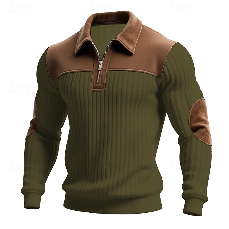 Per uomo Maglia Felpa con cappuccio Felpa con zip corta Maglia a coste Aalbicocca Nero Bianco Verde militare Colletto Mao Semplice Patchwork Testurizzato Casuale Quotidiano Sport & Outdoor Vintage del 2026 a $39.99 –P1