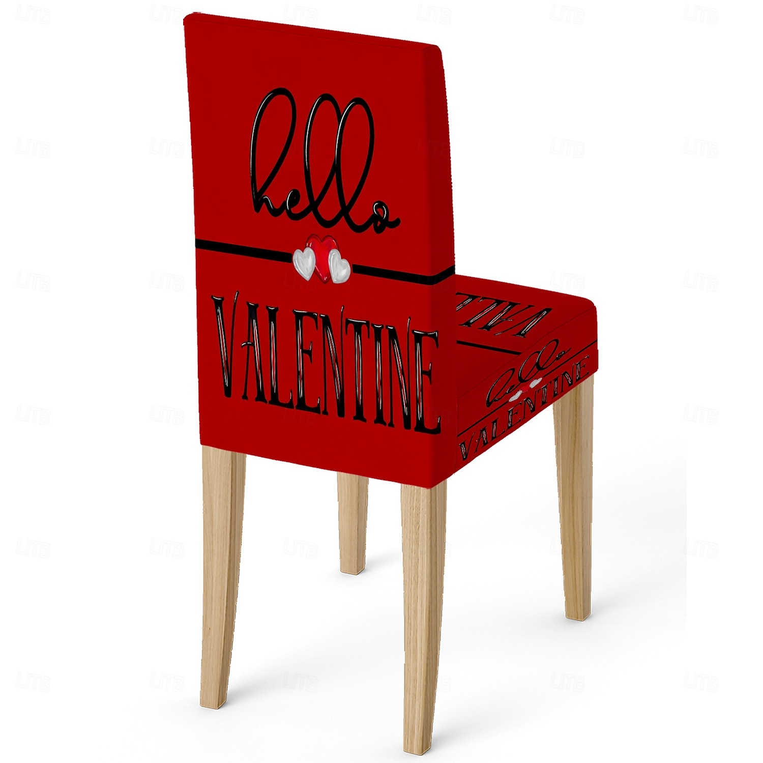 غطاء كرسي طعام مطاطي لعيد الحب، بنقشة مربعات الجاموس باللونين الأسود والأبيض مع قلب وقوس على مسند الظهر، غطاء كرسي شتوي قابل للإزالة والغسل للمنزل والمطعم والمطبخ وغرفة المعيشة (1/4/6 قطع) 2026 - $31.99 –P1