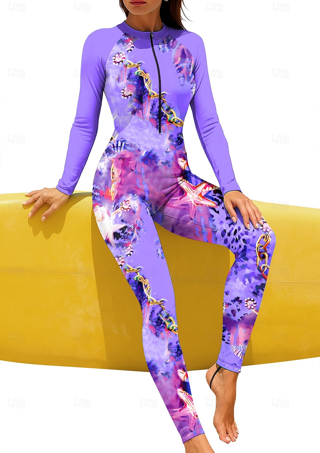 Mulheres Normal Anti Atrito Proteção solar de corpo inteiro Roupa de banho Leopardo oceano Com sutiã embutido Zíper Frontal Proteção Solar UV Cobertura Total UPF50+ Manga Longa Corpo Inteiro Roupa de de 2026 por $49.99 –P5