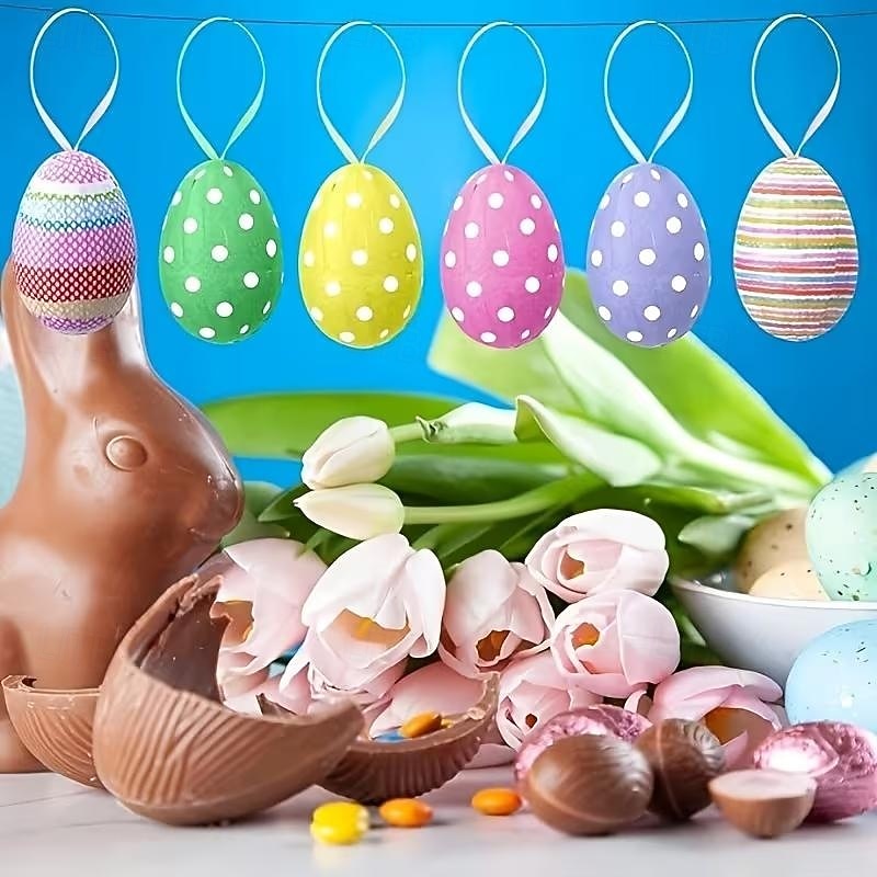 30 sztuk wiszących jajek wielkanocnych - kolorowe papierowe jajka wielkanocne - ozdoby choinkowe na przyjęcie urodzinowe, wystrój domu i do wnętrz 2026 - $23.99 –P4