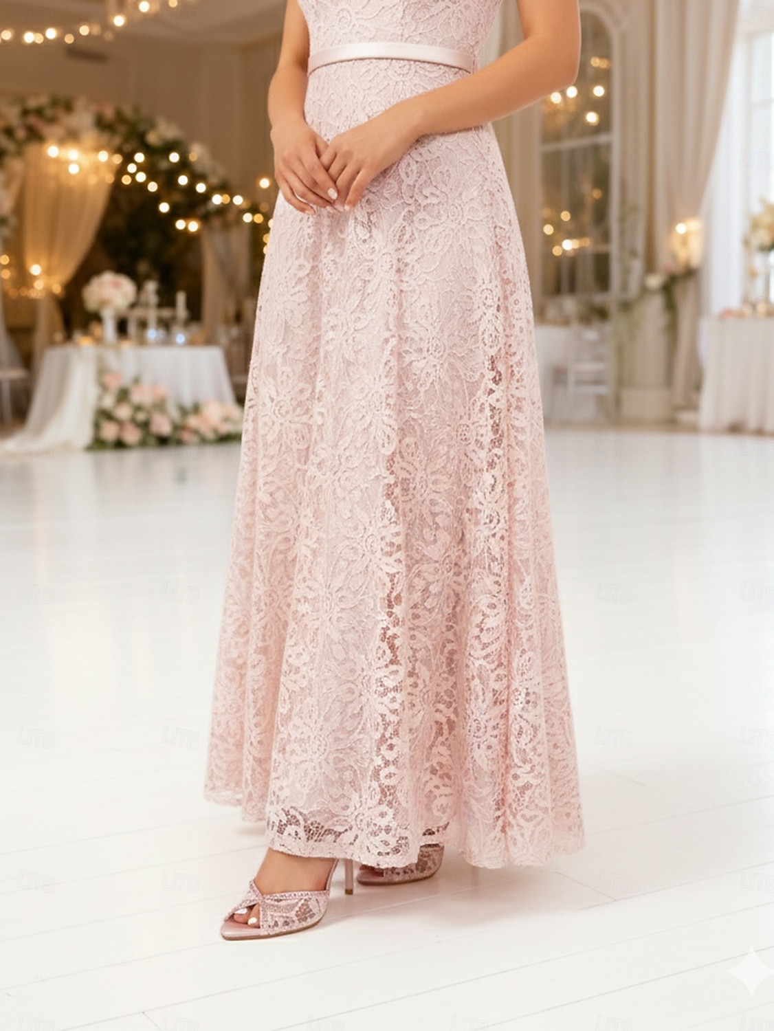 Rosa Damen-Stilettos mit Spitze – elegante offene Pantoletten mit Strassriemen, romantisch-festlicher Stil, perfekt für Brautjungfern bei Hochzeiten 2026 - $54.99 –P1