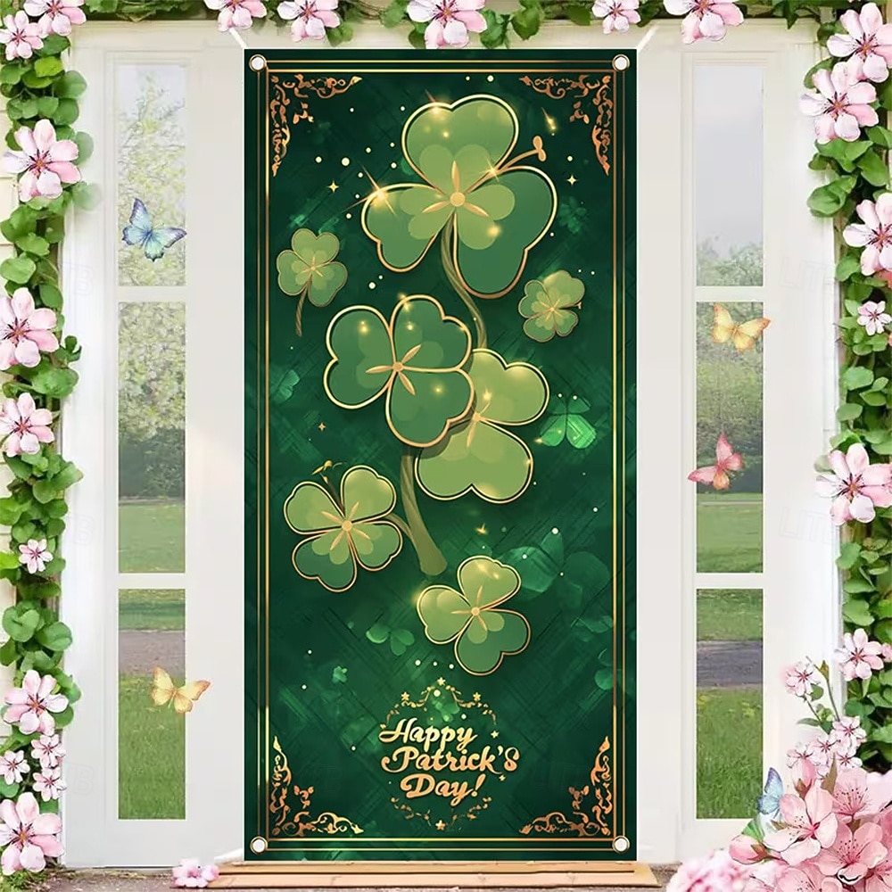 Fête de la St. Patrick Affiches Couverture de porte Bannières extérieures Trèfle Mignon 3D Soirée Dortoir Chambre d'adolescents Résidence universitaire Chambre d'amis pour hommes dans une fraternit de 2026 ? KZT 10141.92 –P1